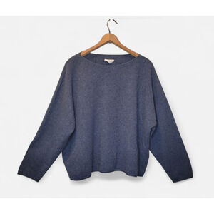 Poetry Cashmere Blue Boat Neck Pullover Sweater Size 18 Quiet Luxury